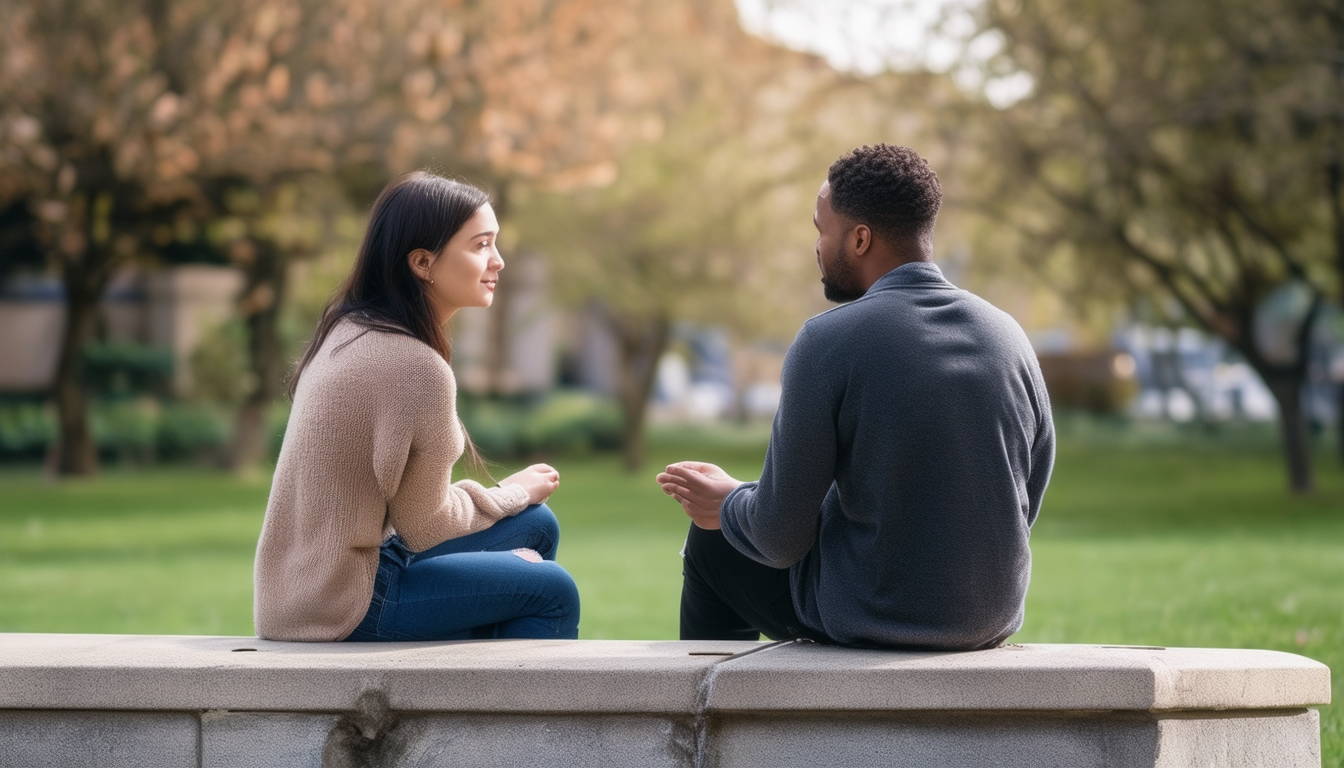 A couple having a calm and respectful conversation