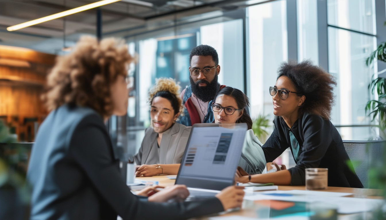 A diverse group of professionals collaborating in -1