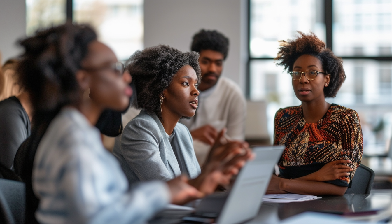 A diverse group of professionals engaging in a cul