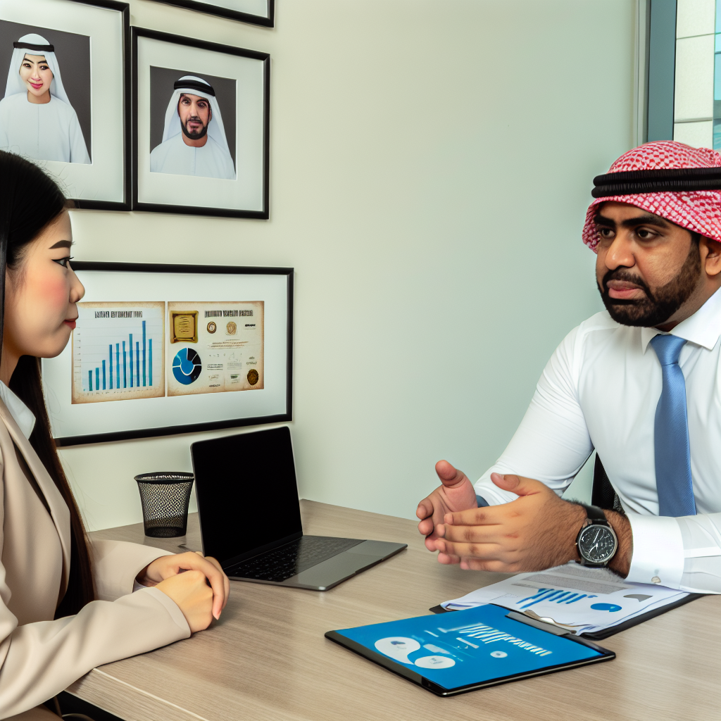 A hiring manager interviewing a candidate, emphasi