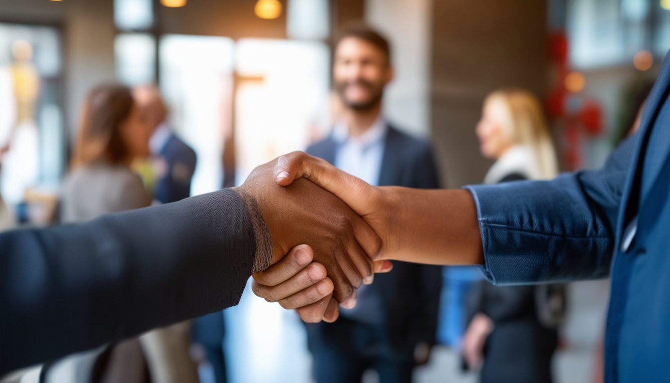 A professional shaking hands with a potential empl