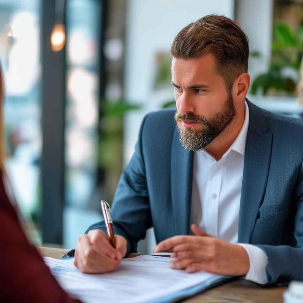 A salesperson attentively listening to a client, t