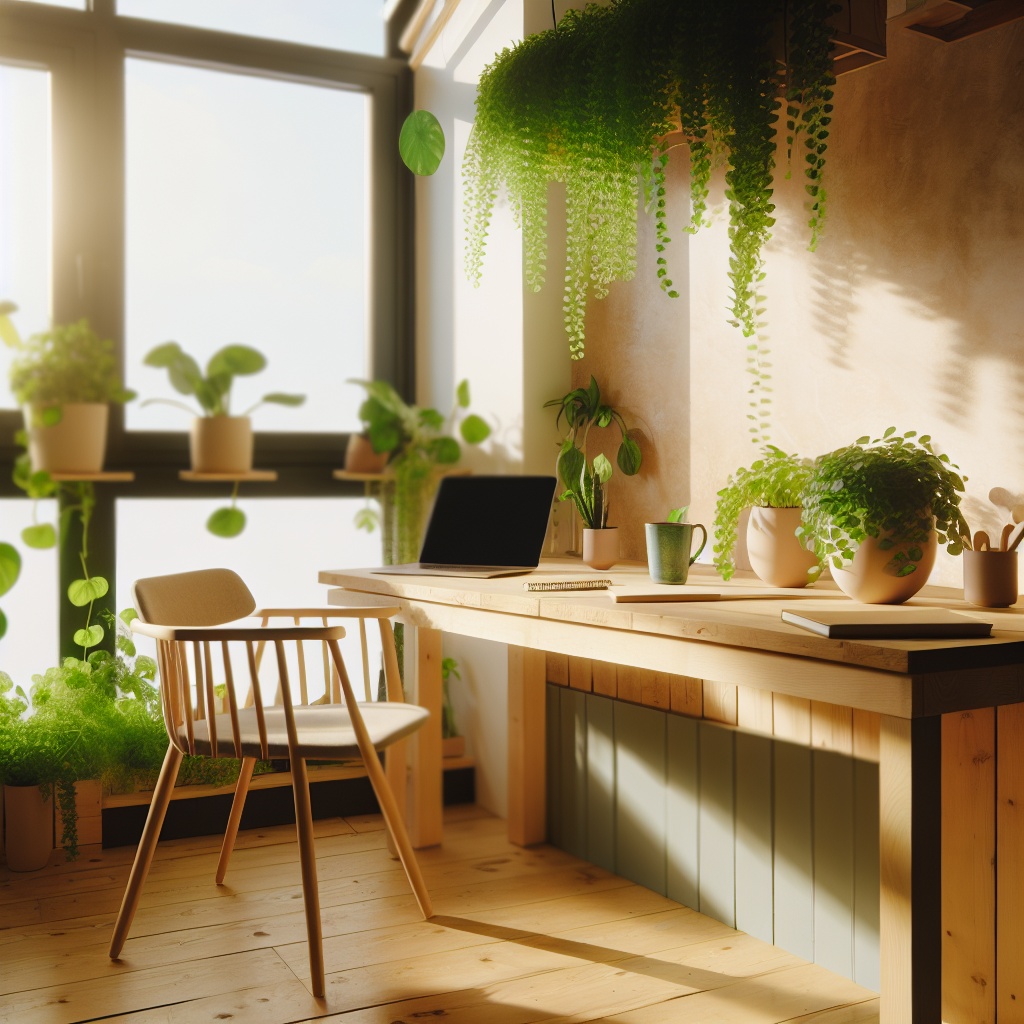 An image of a serene workspace with natural light 